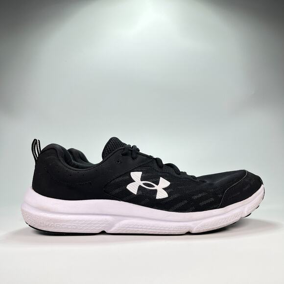 Under Armour Charged Assert 10 Black White Running Shoes 3026175-001 Men's Sz 14 - Picture 1 of 10